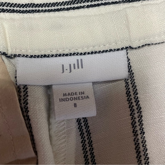 J. Jill Wide-Leg Linen Blend Pants Cream Navy Striped Coastal Preppy Womens 8 - Picture 13 of 13